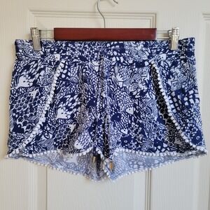 Lilly Pulitzer for Target Blue Challis Pom Pom‎ Shorts Upstream Print Size Small
